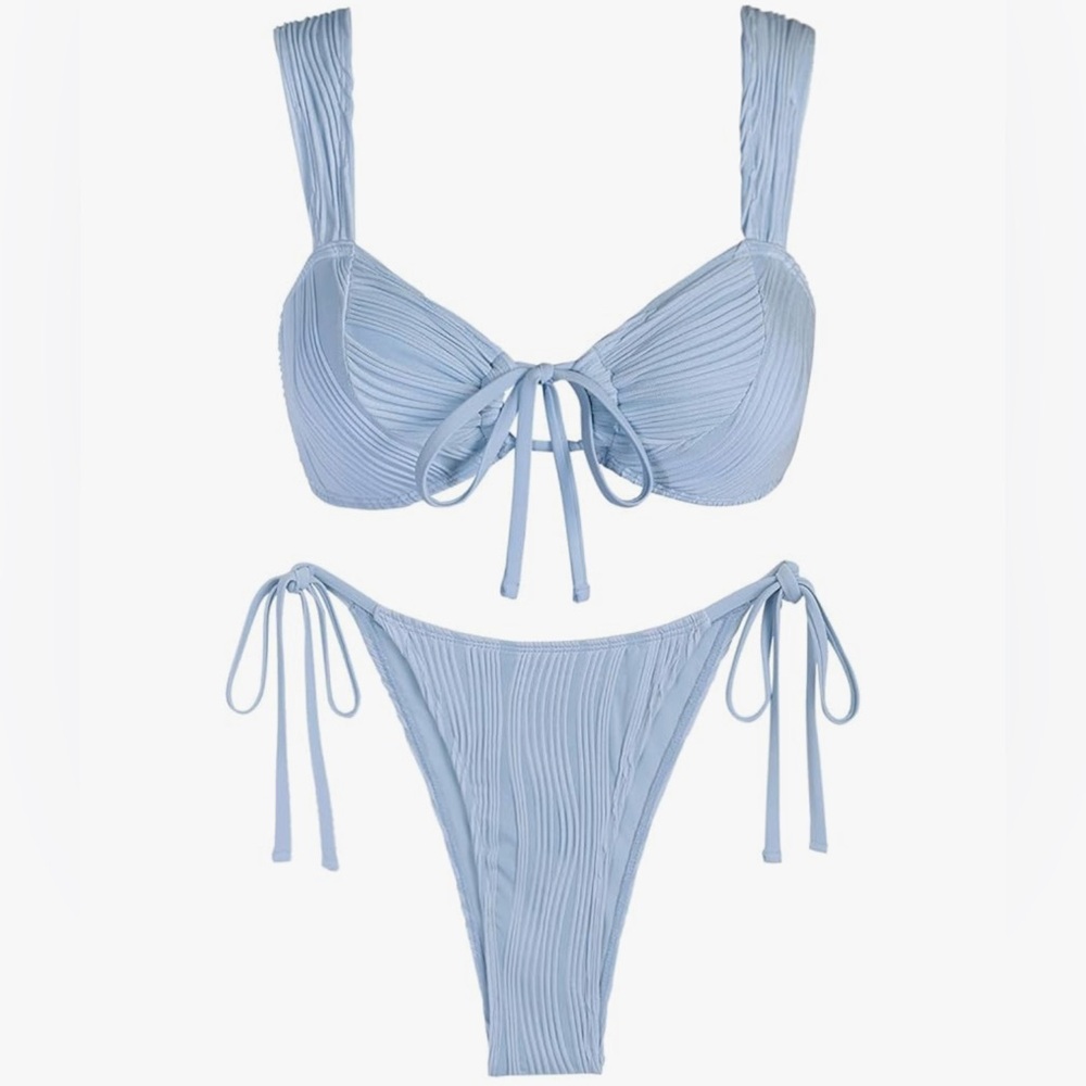 NWT! Zaful Textured Light Blue Bikini